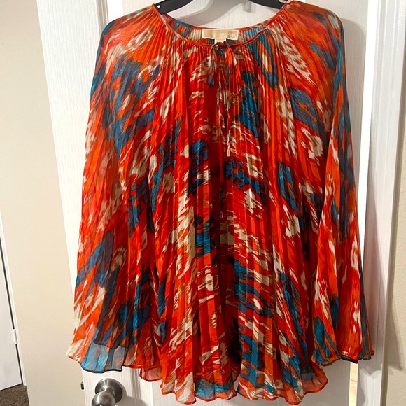 Michael Kors Vibrant Orange and Blue Blouse - Picture 1 of 4